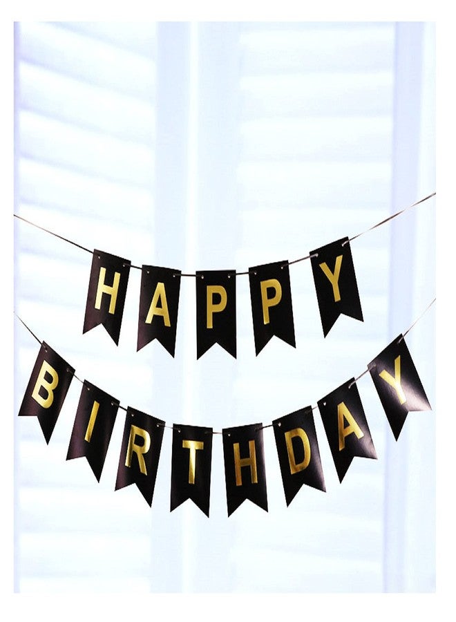 AFTERSTITCH Happy Birthday Banner For Boys Kids Girls Men Women Husbands Wife Friends Party For Wall Decoration To Be Placed With Foil Balloons Items Black Golden Color (Birthday Banner Design 1) - Image 5